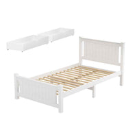 Thumbnail for Artiss Bed Frame King Single Size Wooden Platform with 2 Storage Drawers White RIO
