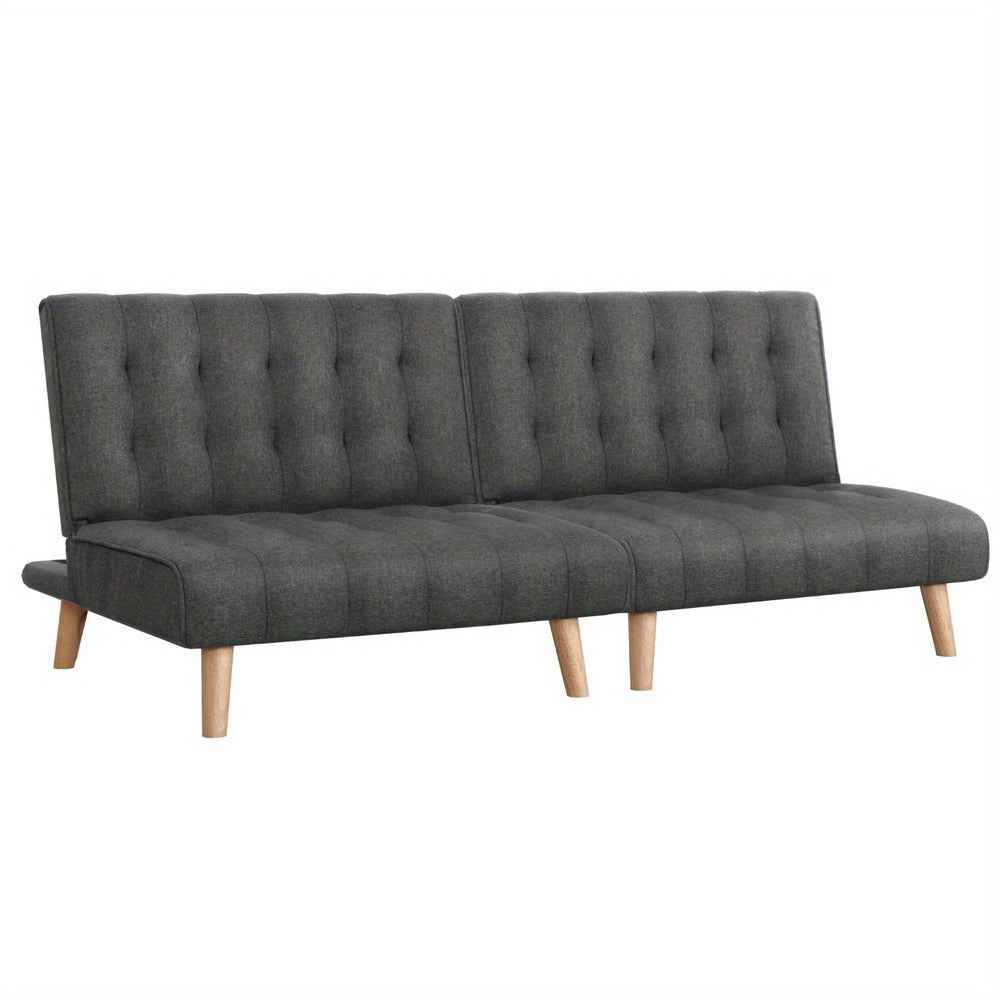 Artiss 2X Sofa Bed Lounge Chair | Convertible Recliner Faux Linen Grey Single Seater Couch Futon