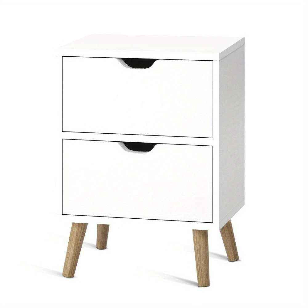 Bedside Table with 2 Drawers - BODEN White 1 x