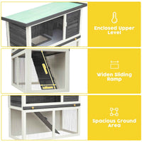Thumbnail for Outdoor Rabbit Hutch Wooden Chicken Coop, Spacious Mesh Wire Enclosed Cage, Pull Out Tray&Easy Clean For Bunnies, Chickens, Guinea Pigs, Rabbit