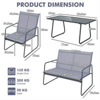 Thumbnail for MULTIGOT 4pcs Patio Furniture Table Chair Set Conversation Table Garden Balcony
