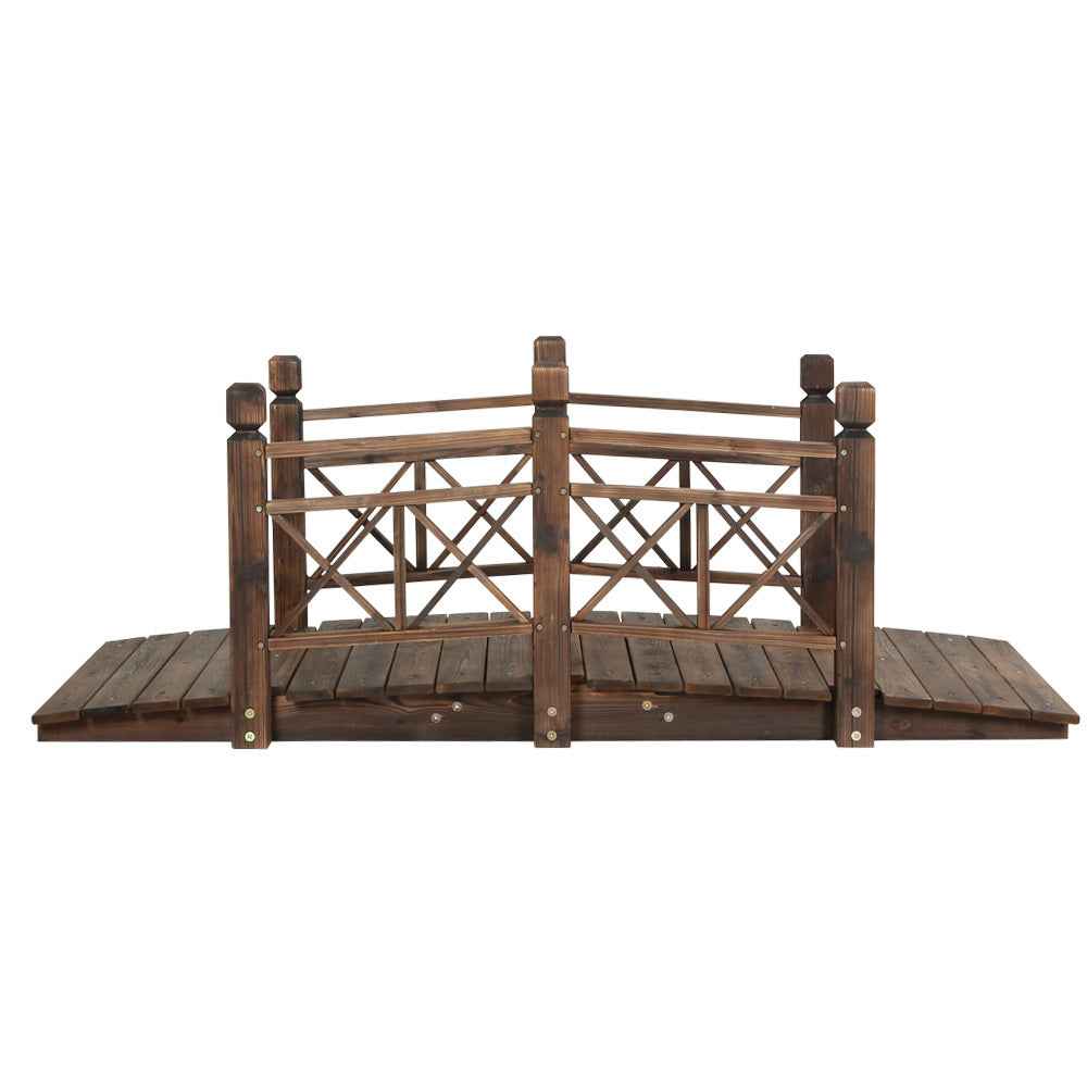 Garden Decor Outdoor Ornament Wooden Bridge Rustic Backyard Yard 150cm