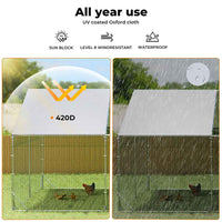 Thumbnail for Chicken Coop Large Pet Cage, Thick Galvanized Metal Hen House with Waterproof Sun-Protective Cover