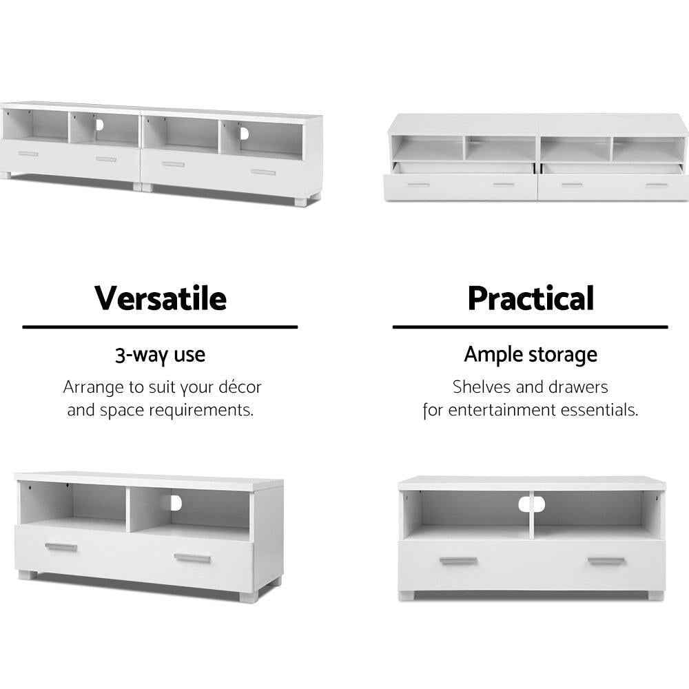 Artiss TV Cabinet Entertainment Unit Stand 180cm 4 Storage Drawers White Eddie