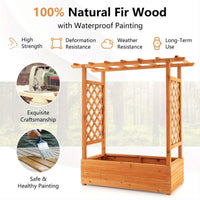 Thumbnail for Large Wooden Raised Planter Garden Bed Container w/Top Trellis for Vine Climbing Plant Flower