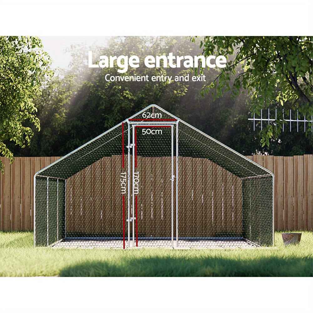 Walk-In Chicken Coop Cage 6x3x2m Galvanized Steel - Weather-Resistant, for Chickens, Ducks, Geese, Small Livestock Enclosure