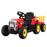 Thumbnail for Tractor with Detachable Trailer Kids Ride on Electric Car | Engine Red (with Yellow)  Speed Controller Pedals (Forward/Reverse),