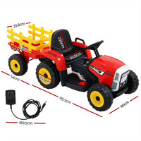 Thumbnail for Tractor with Detachable Trailer Kids Ride on Electric Car | Engine Red (with Yellow)  Speed Controller Pedals (Forward/Reverse),