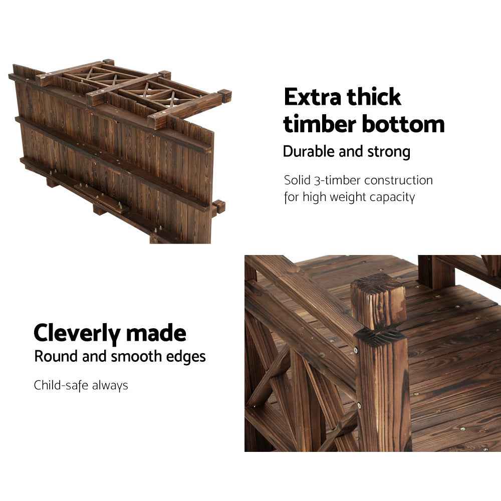 Garden Decor Outdoor Ornament Wooden Bridge Rustic Backyard Yard 150cm