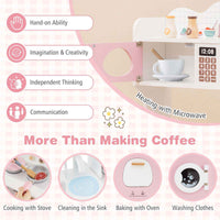 Thumbnail for Pink Pretend Play Kids Kitchen Set with Coffee Maker & More