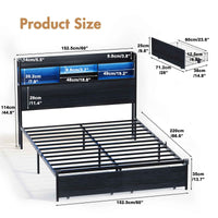 Thumbnail for Ufurniture Queen bed / Double bed  LED Bed Frame with USB Charging & Storage Drawers - Modern Metal Platform Bed