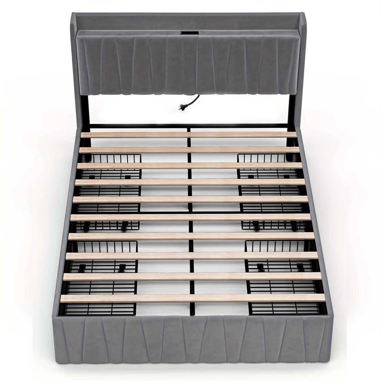 Velvet Bed Frame: 4 Drawers, USB Charging, Modern Platform Queen bed / Double double Size Bed Frame
