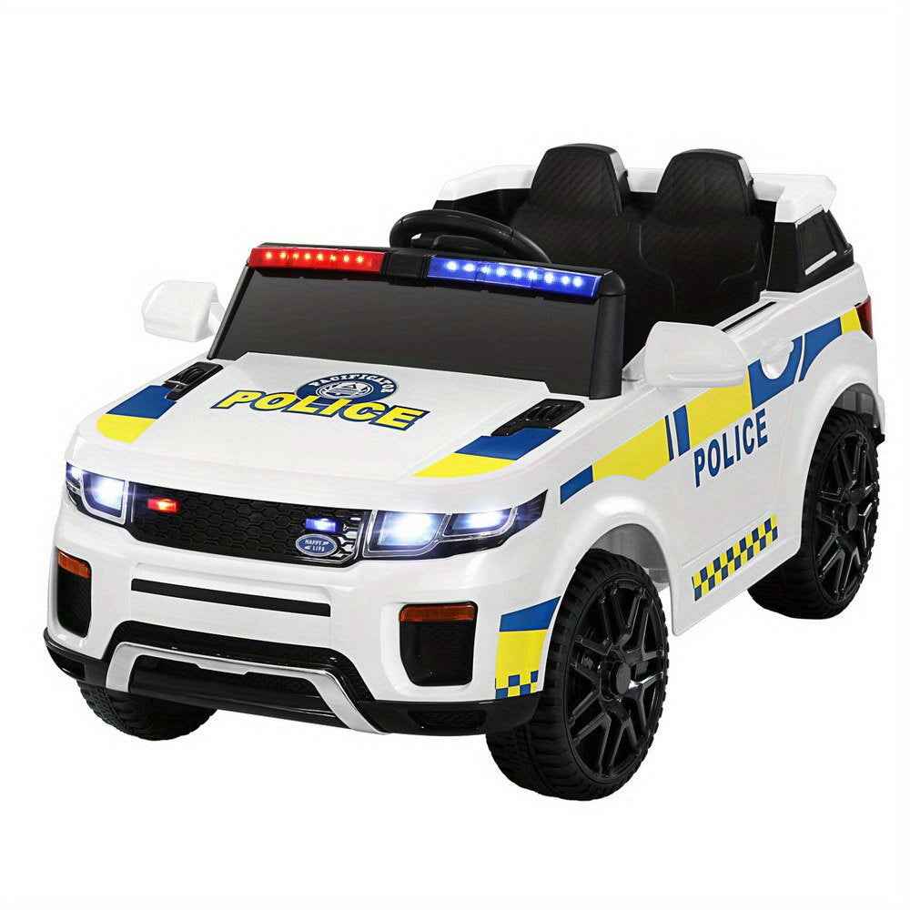 Range Rover Police Inspired Kids Ride On Car with Remote Control | White Ride On Patrol Police Car Horn Music Remote White