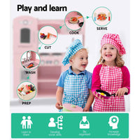 Thumbnail for Keezi Kids Kitchen Play Set Wooden Pretend Toys Cooking Children Storage Pink