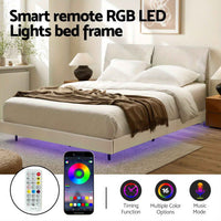 Thumbnail for ARTISS Contemporary Double Bed Frame with RGB LED Headboard | USB Powered