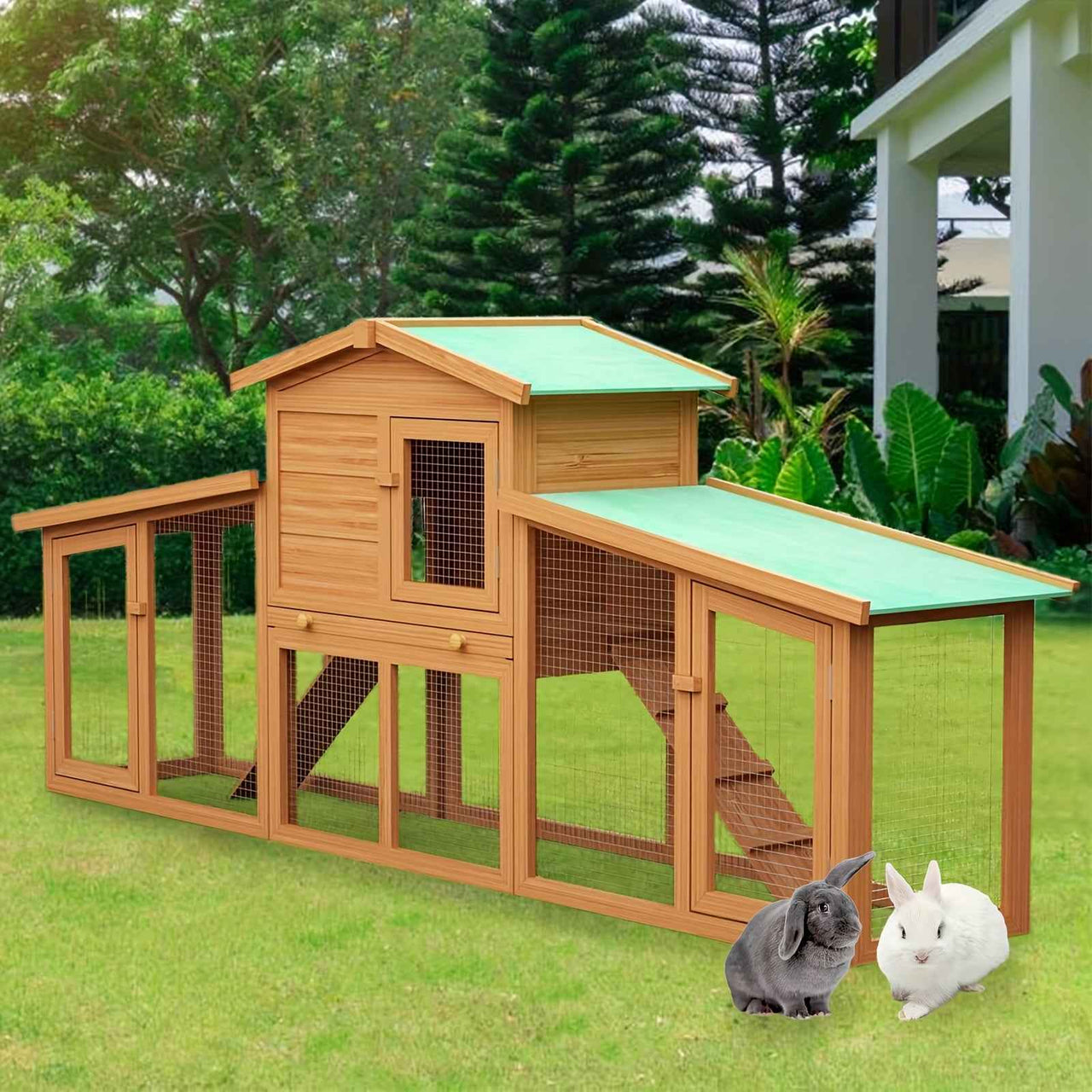 Large Wooden Advwin Rabbit Hutch | 2 Level | Wooden | Large | For Small Animals