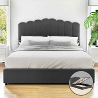 Thumbnail for ARTISS Grey Velvet Double Bed Frame - Contemporary Hardwood Style