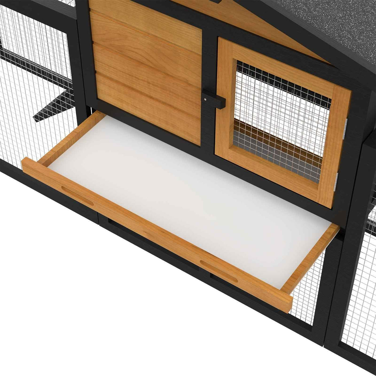 2 Storey Rabbit Hutch Wooden Outdoor Chicken Coop, Pull Out Tray&Easy Clean For Bunnies, Chickens, Guinea Pigs, Rabbit