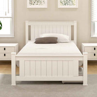 Thumbnail for Artiss Bed Frame King Single Size Wooden Platform with 2 Storage Drawers White RIO