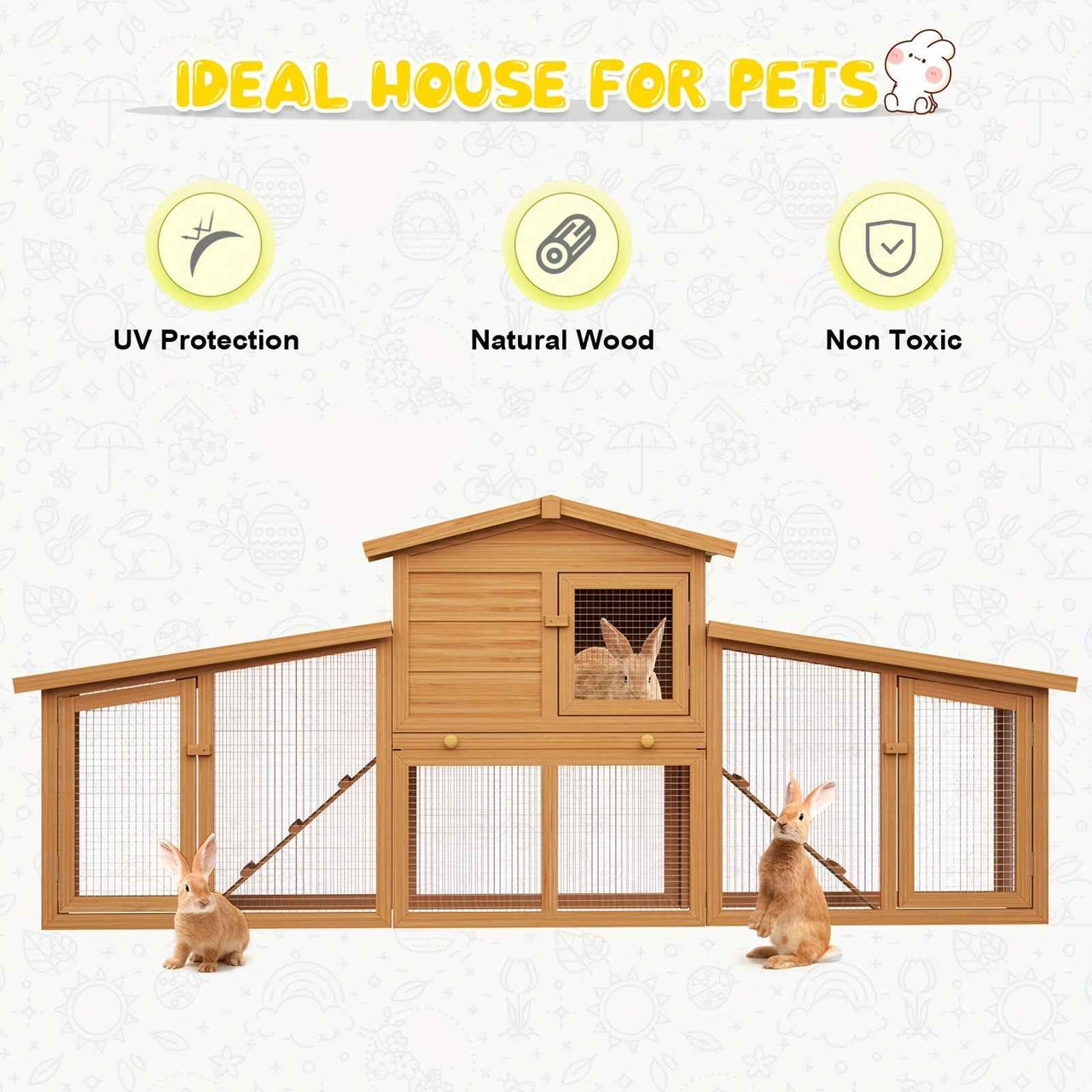 Large Wooden Advwin Rabbit Hutch | 2 Level | Wooden | Large | For Small Animals