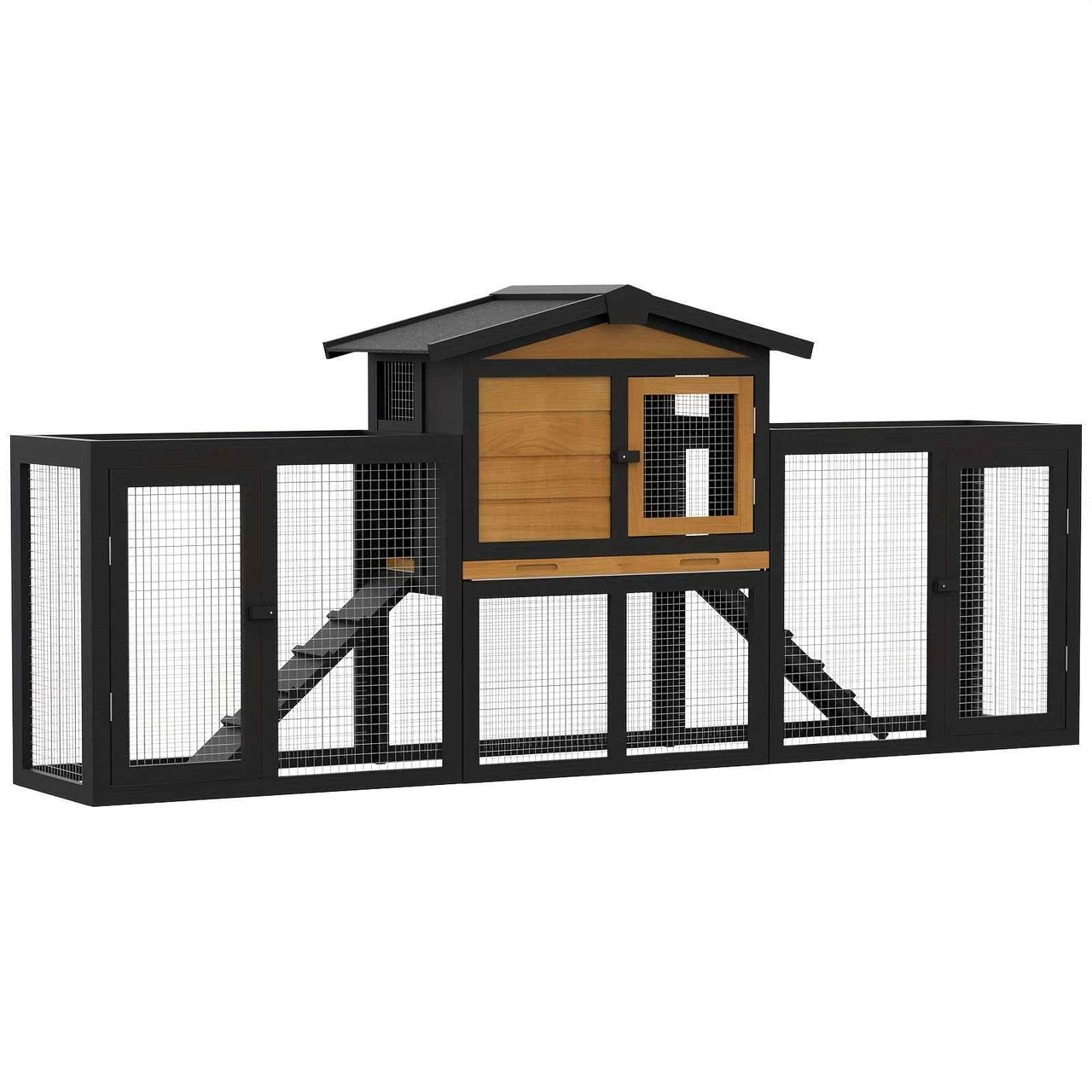 2 Storey Rabbit Hutch Wooden Outdoor Chicken Coop, Pull Out Tray&Easy Clean For Bunnies, Chickens, Guinea Pigs, Rabbit