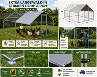 Walk-In Chicken Coop Outdoor Chicken Run 4m x 3m dealsrusau