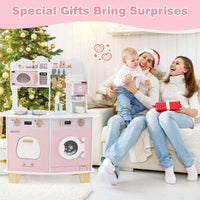 Thumbnail for Pink Pretend Play Kids Kitchen Set with Coffee Maker & More