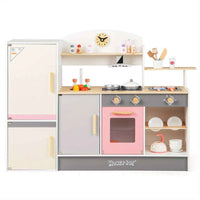 Thumbnail for Pretend Play Kitchen w/Refrigerator Wooden Toy Set Kids Kitchen Cooking Sink Playset Pink