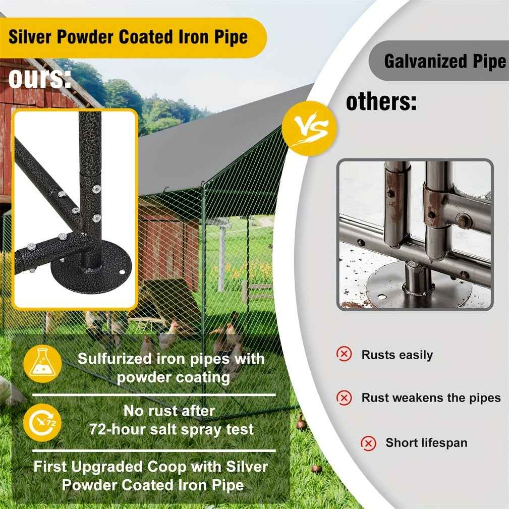 Upgraded XXL-Large 6mx 3m Heavy Duty Metal Walk-in Chicken Coop - Thicken Strong Frame - Full Shade - extra small door