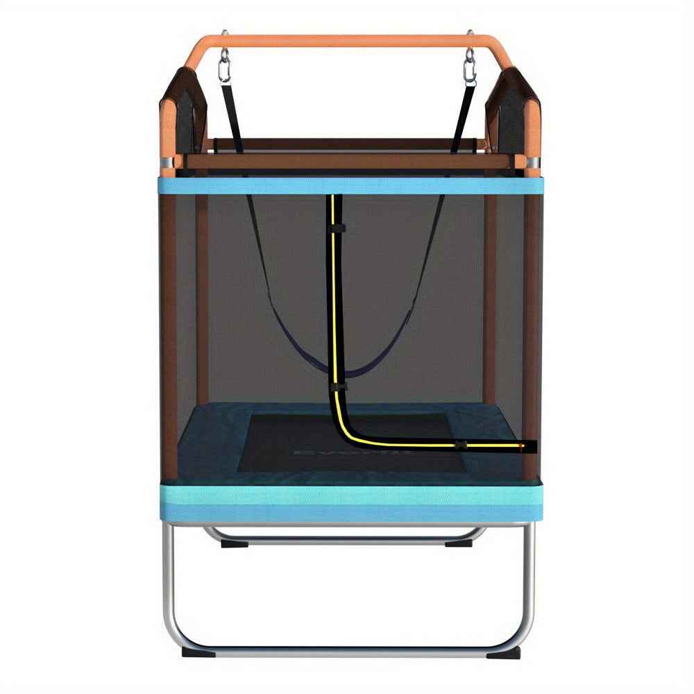 182.88cm Trampoline for Kids w/ Enclosure Safety Net Swing Rectangle Orange