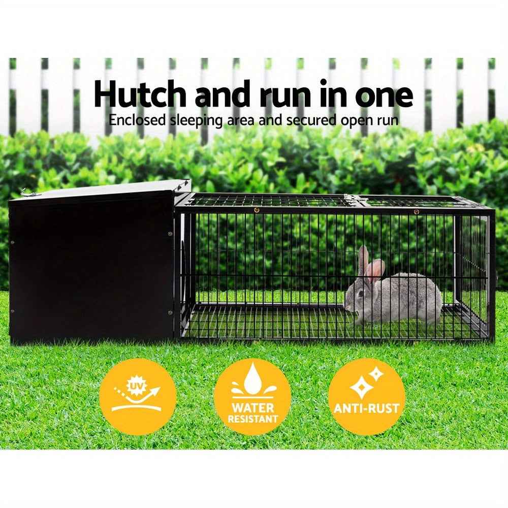 I. Pet Outdoor Rabbit Cage & Run – Chew-Proof Metal Frame with Shelter, Tray & Secure Locks