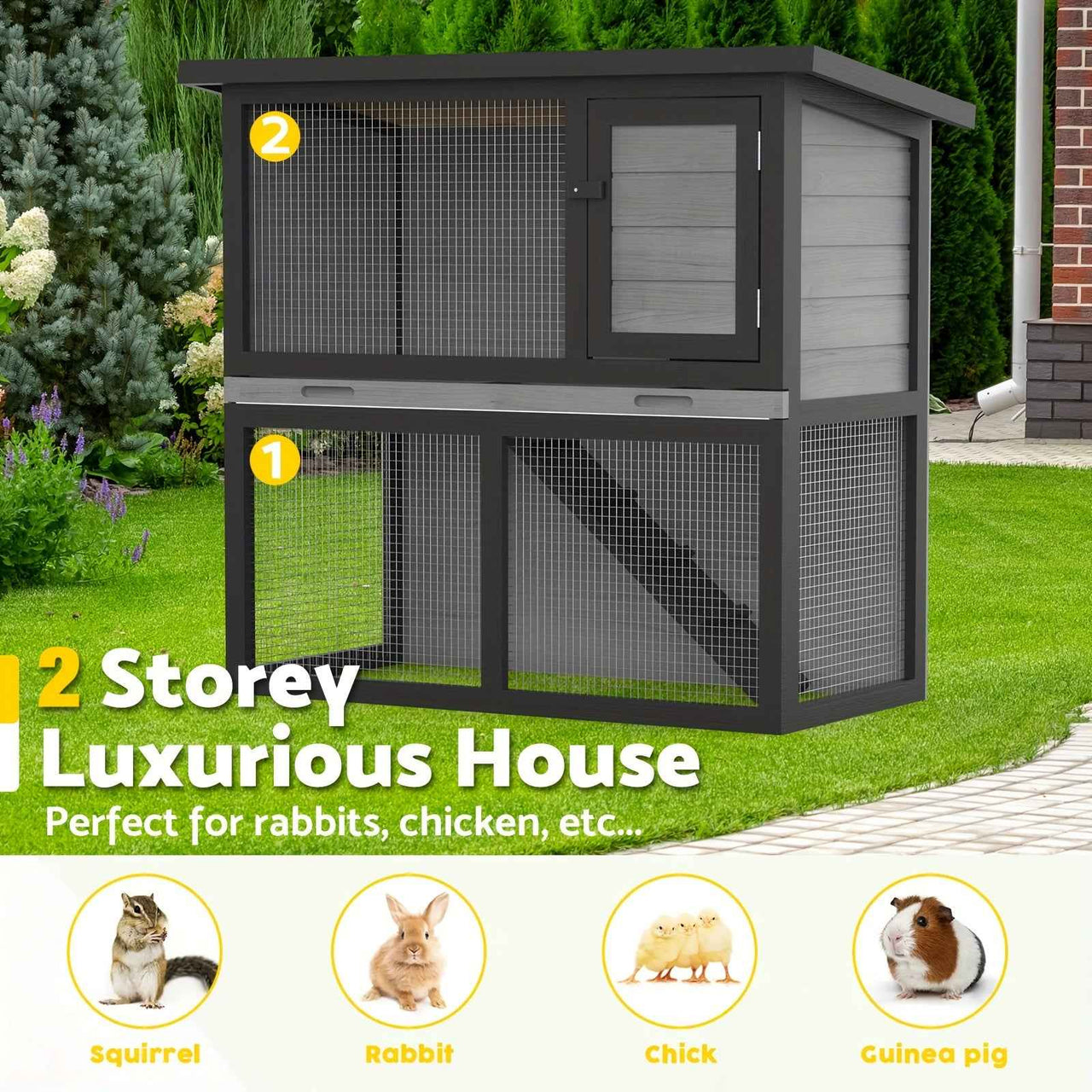 Outdoor Chicken Coop, Rabbit Hutch, Guinea Pig Enclosed Cage