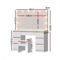 Thumbnail for Dressing Table with Stool Illuminated vanity table with 12 LED bulbs