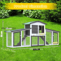 Advwin Large Wooden Chicken Coop  Rabbit Hutch  2 Storey Outdoor Pet Cage with Nest Box Ramp  Weatherproof Roof